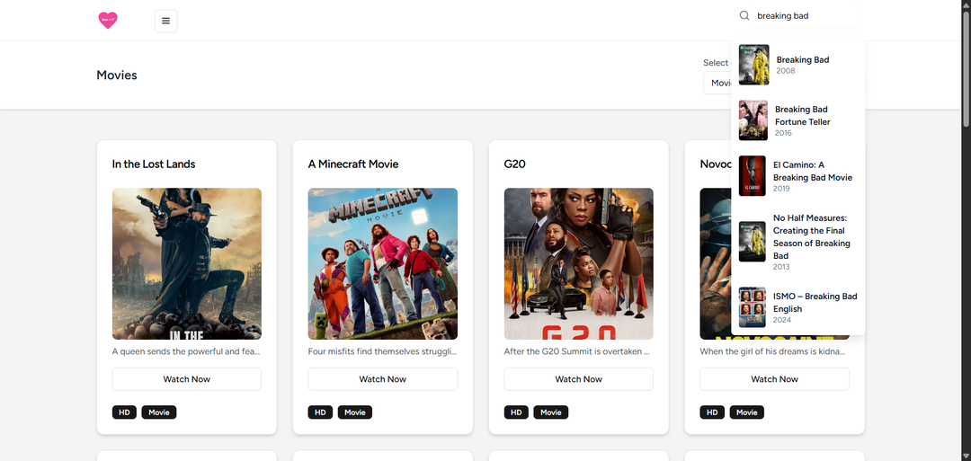 Movie Discovery Website (Personal Hobby Project)